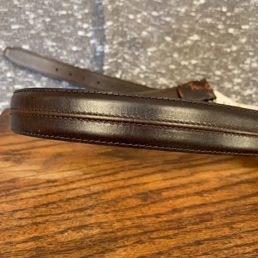 Columbia CS5001 Genuine Full Grain Brown Leather Belt Solid Brass Size 34/85‎